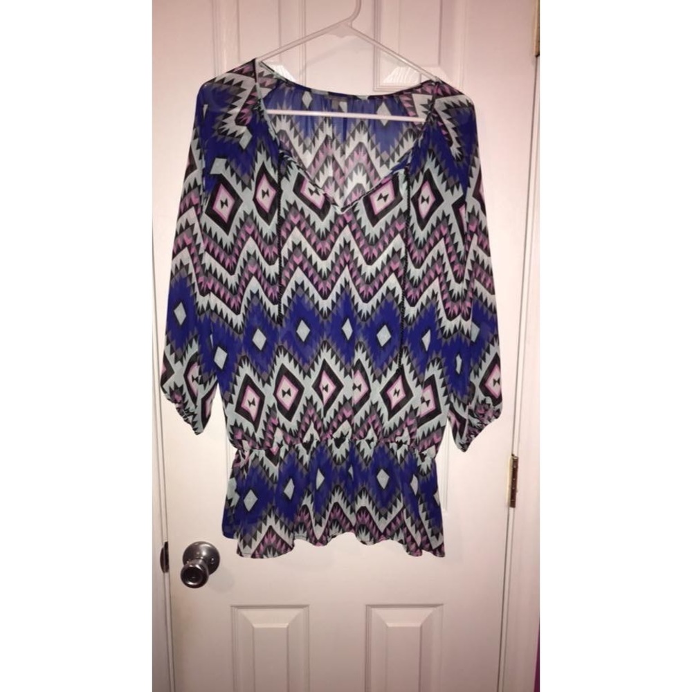 Multicolor Aztec chiffon blouse
